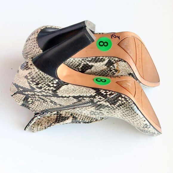 Franco Sarto Snakeskin Embossed Leather Heeled Ankle Boots Booties Size 8 - Picture 14 of 16